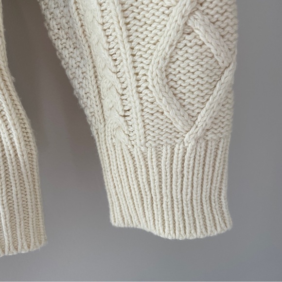 J. Crew Fair Isle Sweater Merino Wool Blend Fisherman Sweater Ivory Red Large L - Picture 6 of 9